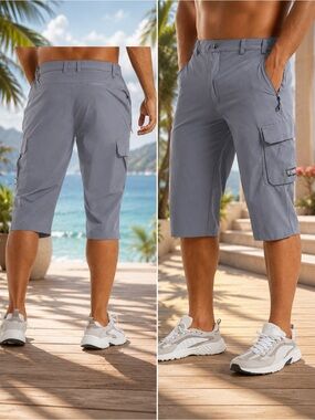 NWT MagcoMSEN Men's Gray Casual Cargo Hybrid Shorts sz 34